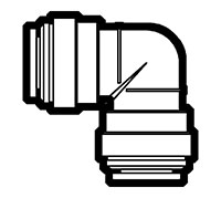 1/4 Inch Tube Outside Diameter Polypropylene Push-To-Connect Union Elbow 1/4 Inch Tube Outside Diameter Polypropylene Push-To-Connect Union Elbow