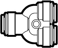 Polypropylene Push-To-Connect and Metric Two Way Divider Adapter Fittings Polypropylene Push-To-Connect and Metric Two Way Divider Adapter Fittings