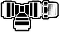 Acetal Push-To-Connect Metric Tube to Swivel Male Run Adapter Tee Fittings Acetal Push-To-Connect Metric Tube to Swivel Male Run Adapter Tee Fittings