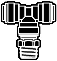 Acetal Push-To-Connect Metric Tube to Swivel Male Drop Adapter Tee Fittings Acetal Push-To-Connect Metric Tube to Swivel Male Drop Adapter Tee Fittings
