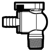 Polypropylene Push-To-Connect Hose Barb to Male NPTF Elbow Ball Valves Polypropylene Push-To-Connect Hose Barb to Male NPTF Elbow Ball Valves