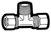 Compliant Compression Tube to Male Pipe Drop Adapter Tee Fittings Compliant Compression Tube to Male Pipe Drop Adapter Tee Fittings